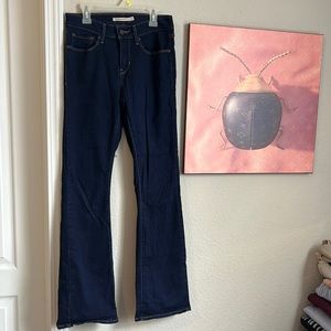 Levi’s Curvy Bootcut High Waist Ribcage Dark Wash Jeans- Size 27